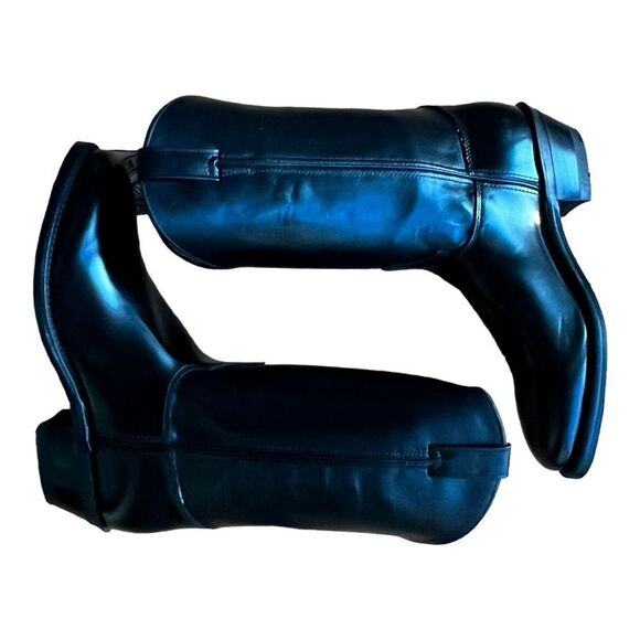 NIB Vintage Justin Men Leather Black Cowboy Western Timeless Sleek Boots Sz 11 - Picture 3 of 14